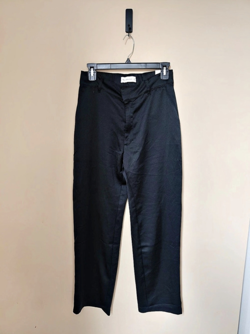Abercrombie & Fitch A&F Gemma Satin Wide Leg Pull-On Pant Black Small Short NWT